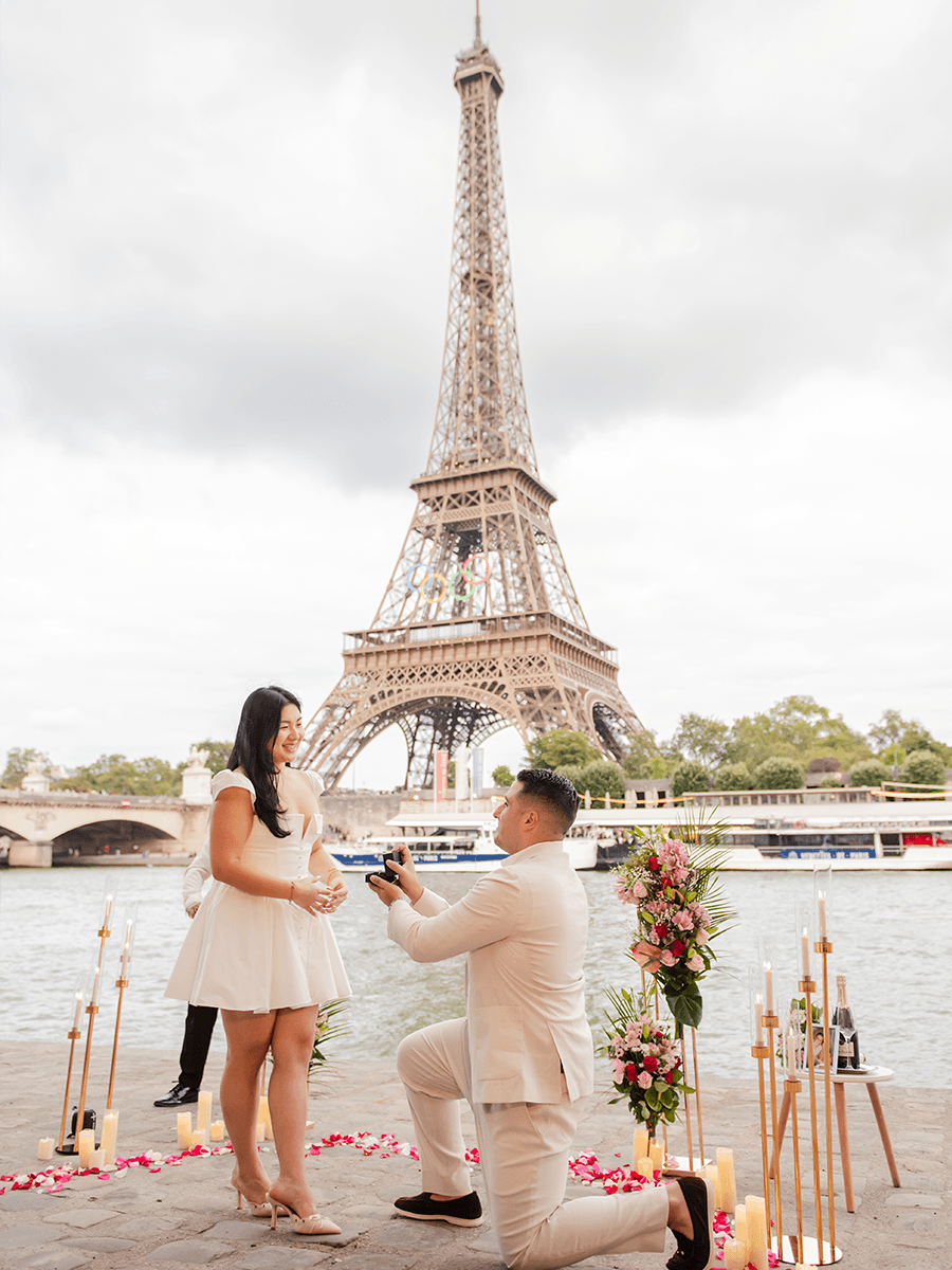 Romantic Flower Fantasy Decoration Paris Proposal Package with exquisite blooms for an unforgettable proposal in Paris.