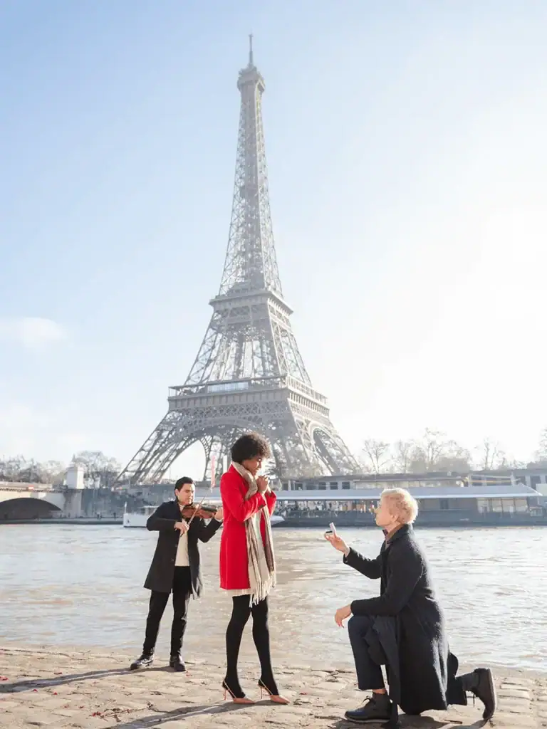 Three people with musical instrument